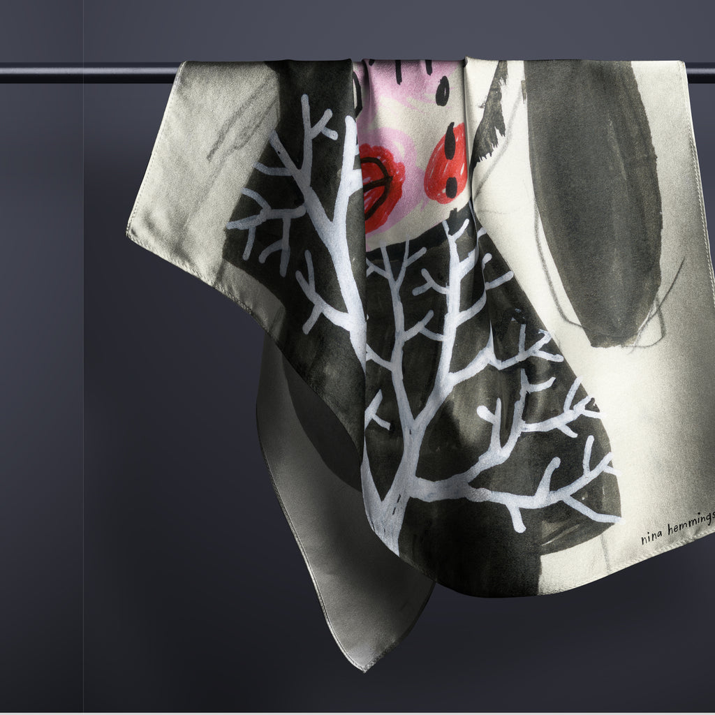 Sidenscarf: ”Tårar och träd”