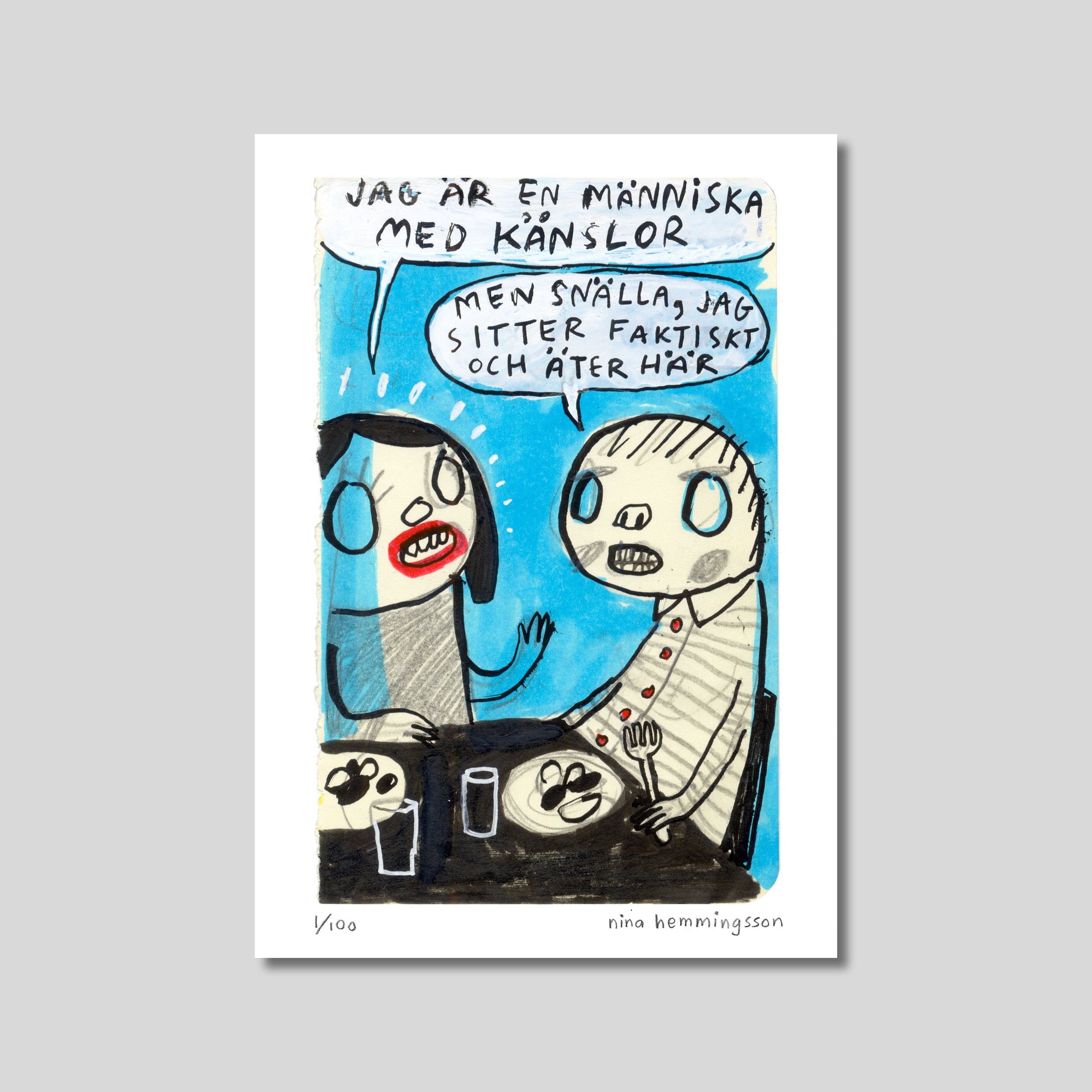 Konsttryck A4: "Människa med känslor"