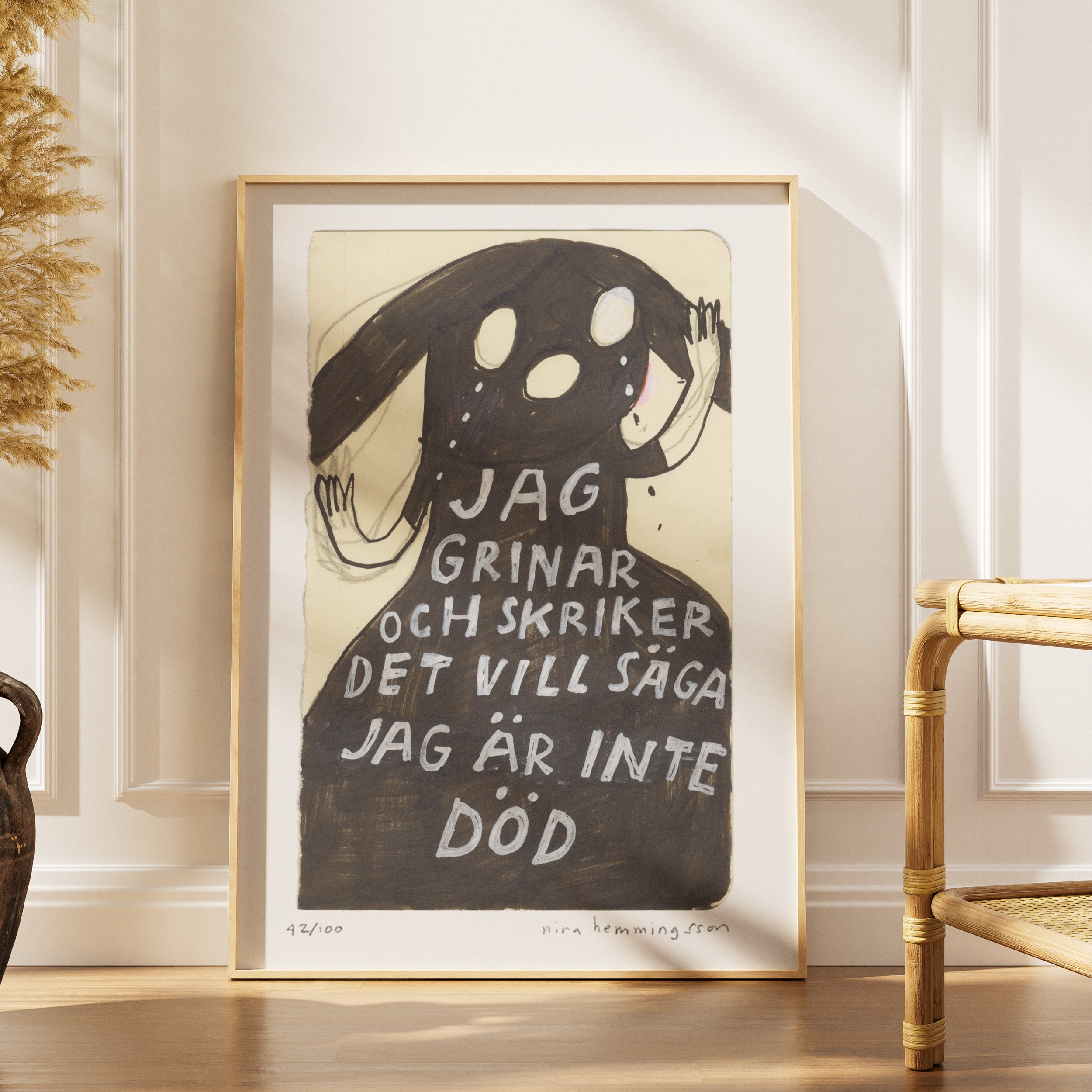 Konsttryck A4: "Grinar"