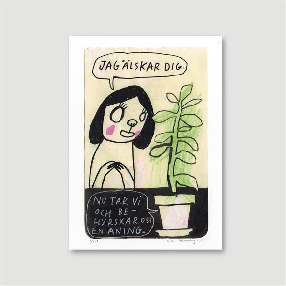 Konsttryck A4: "Jag älskar dig – blomma"
