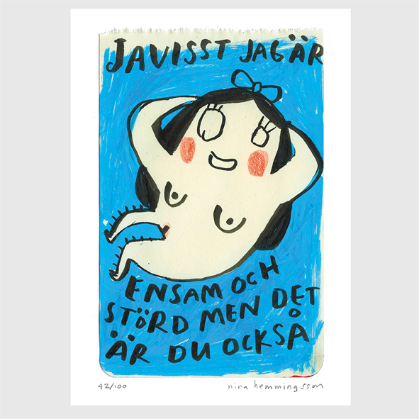 Konsttryck A4: "Ensam och störd"